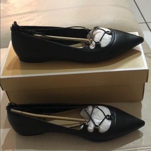 Michael Kors Tabby Black Leather Flats Size 10